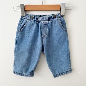 Rare Vintage Baby Guess Denim Jeans Button Details Snap Up Made in USA Size 6m